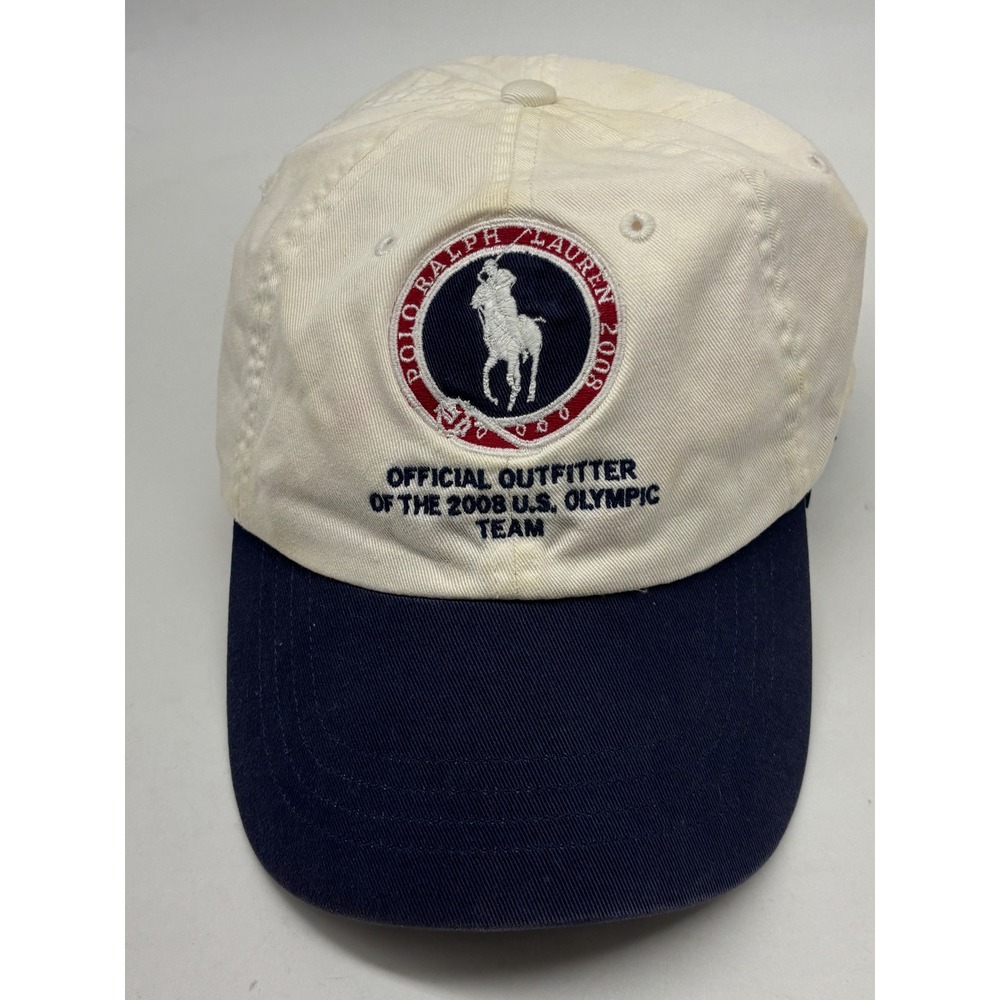 Polo Ralph Lauren 2008 US Olympic Team Hat Beijing 08 Cream Navy Blue Cap